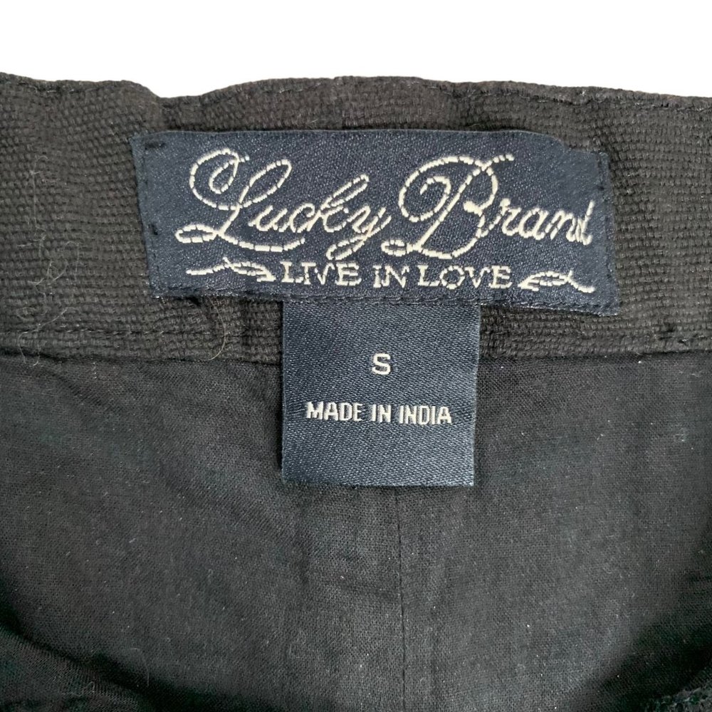 Lucky Brand Embroidered Sequin Shorts S Black Mid Rise Zip Rhinestones Cotton - Picture 6 of 6